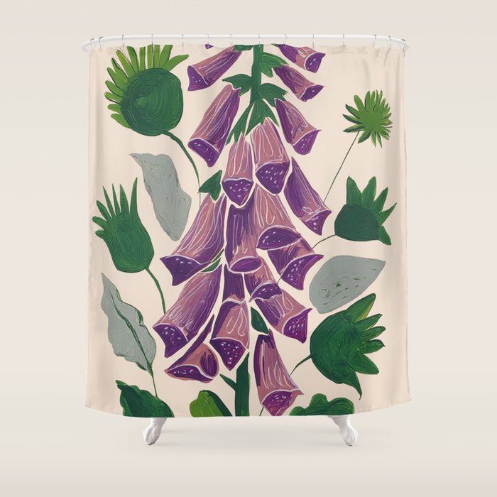 Contemporary Botanical Garden Foxglove in Bloom Shower Curtain Gallery Image 1