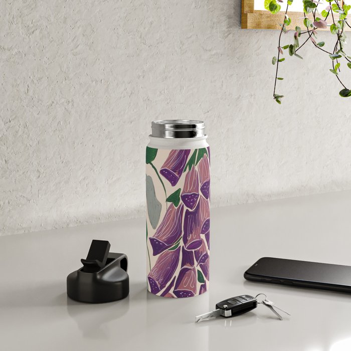 Contemporary Botanical Garden Foxglove in Bloom Water Bottle Gallery Image 4