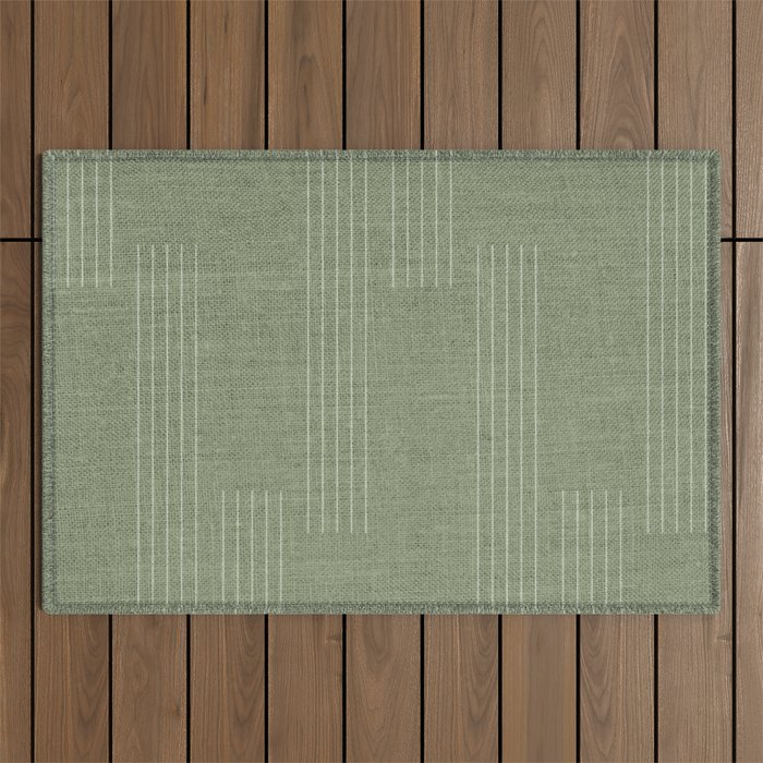 Minimal, Fine Stripe, Pattern, in Green Outdoor Rug Gallery Image 1