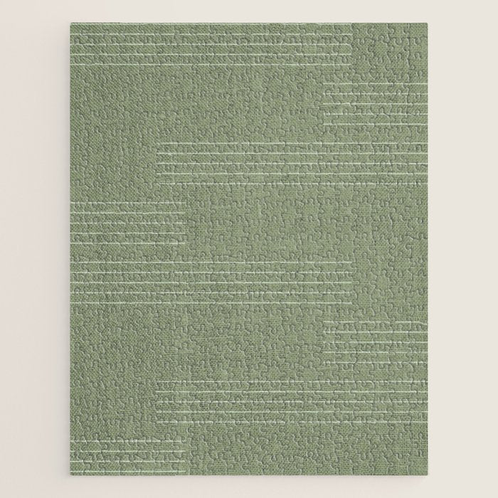 Minimal, Fine Stripe, Pattern, in Green Jigsaw Puzzle Gallery Image 1