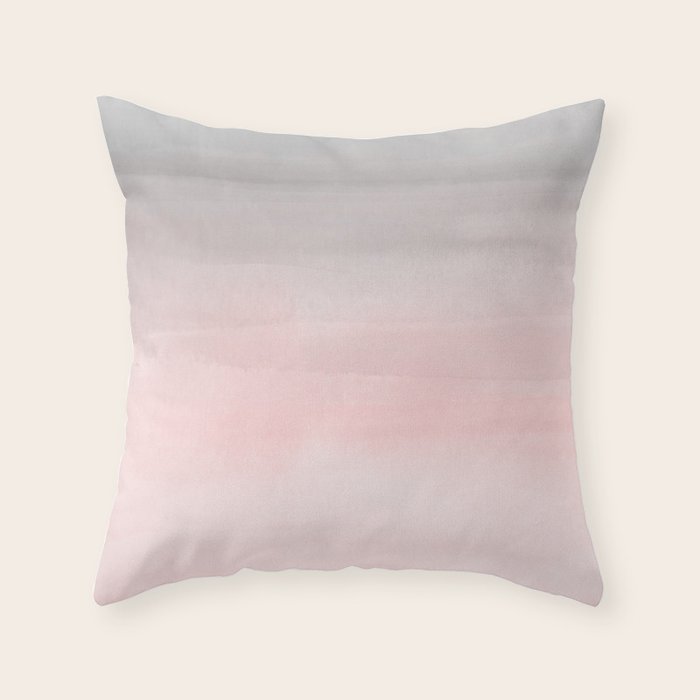 Blushing Pink & Grey Watercolor Throw Pillow Gallery Image 6