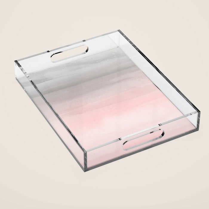 Blushing Pink & Grey Watercolor Acrylic Tray Gallery Image 1