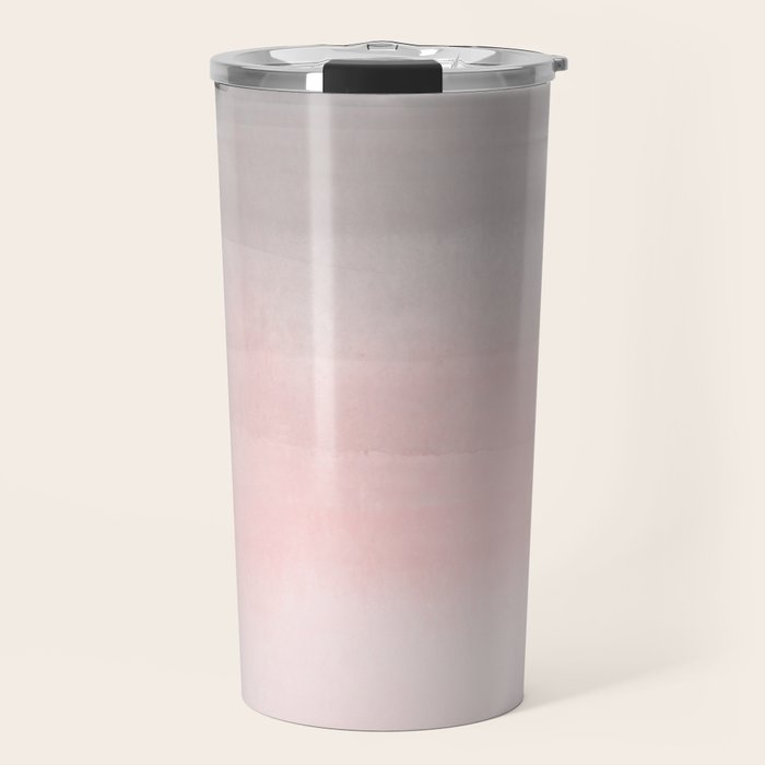 Blushing Pink & Grey Watercolor Travel Mug Gallery Image 1