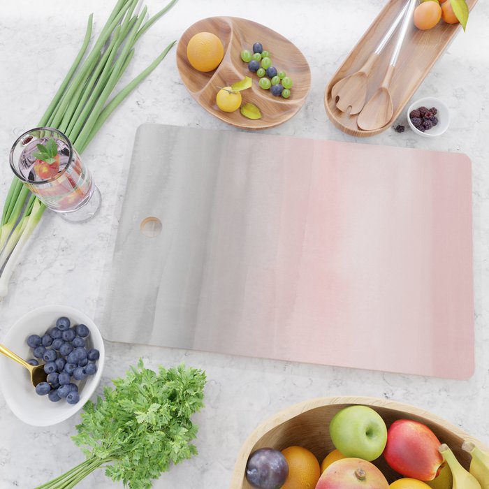 Blushing Pink & Grey Watercolor Cutting Board Gallery Image 2