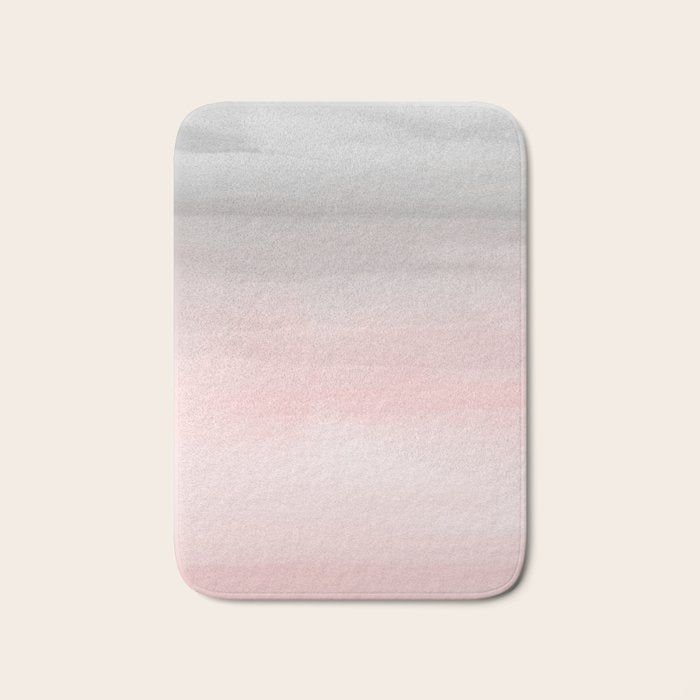 Blushing Pink & Grey Watercolor Bath Mat Gallery Image 1