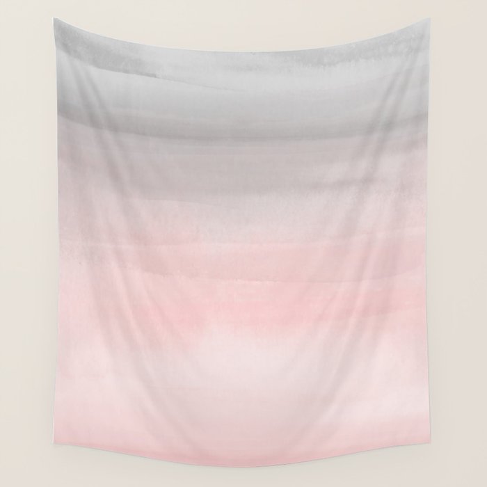 Blushing Pink & Grey Watercolor Wall Tapestry Gallery Image 4