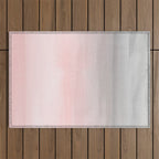 Blushing Pink & Grey Watercolor Outdoor Rug Gallery Image 1