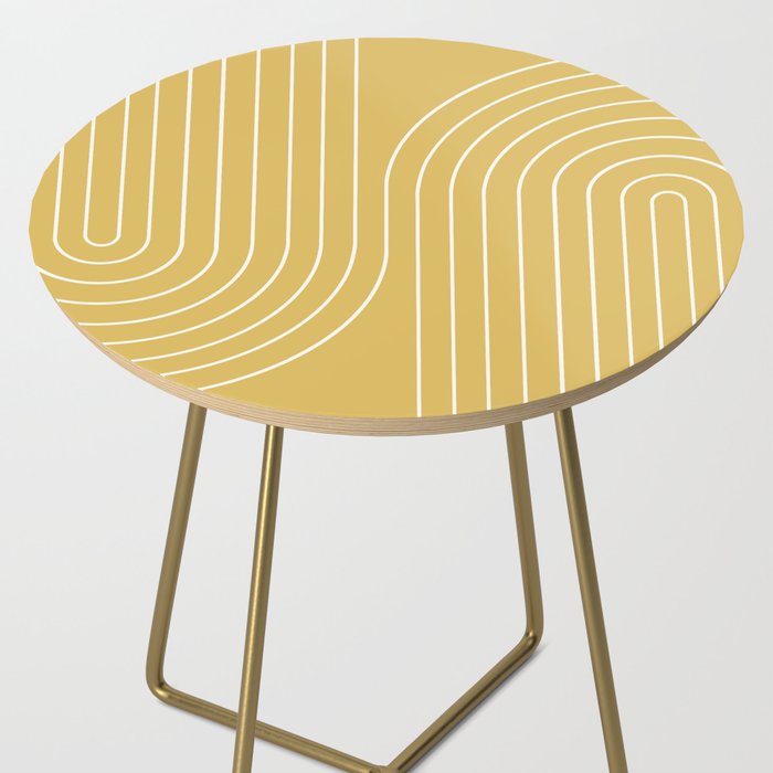 Minimal Line Curvature LXXIII Sunshine Yellow Mid Century Modern Arch Abstract Side Table Gallery Image 2