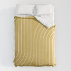 Minimal Line Curvature LXXIII Sunshine Yellow Mid Century Modern Arch Abstract Comforter Gallery Image 6