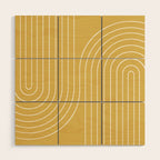Minimal Line Curvature LXXIII Sunshine Yellow Mid Century Modern Arch Abstract Wood Wall Art Gallery Image 1