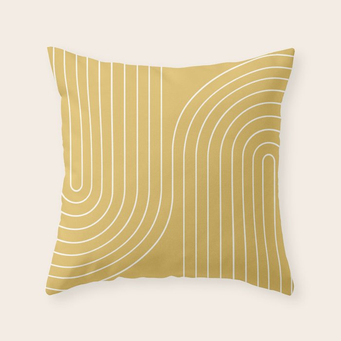 Minimal Line Curvature LXXIII Sunshine Yellow Mid Century Modern Arch Abstract Throw Pillow Gallery Image 1
