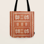 Geometric Tribal Pattern on Terracotta Tote Bag Gallery Image 1