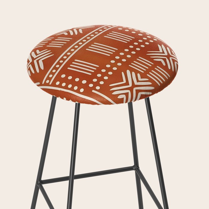 Geometric Tribal Pattern on Terracotta Stool Gallery Image 2