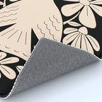 Freedom - Bird and Flower - Black and White  Rug Gallery Image 4
