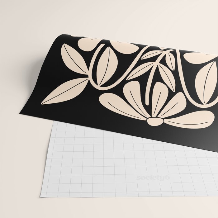 Freedom - Bird and Flower - Black and White  Wrapping Paper Gallery Image 2
