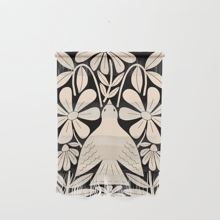 Freedom - Bird and Flower - Black and White  Wall Hanging Gallery Image 1