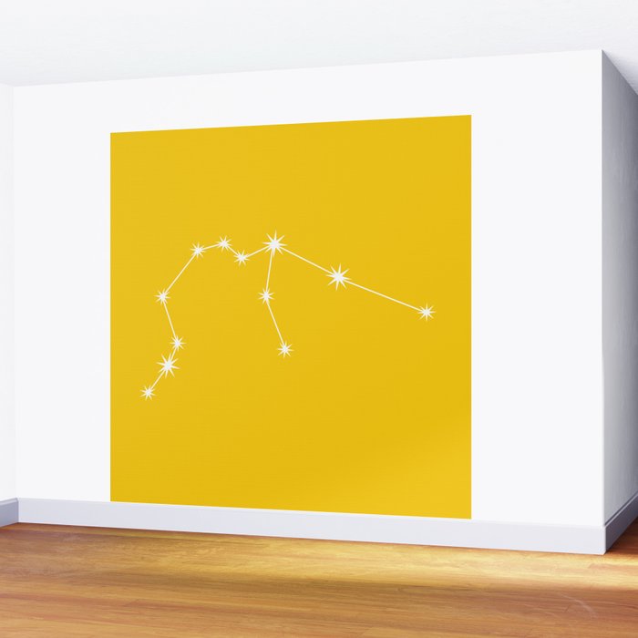 Aquarius Zodiac Star Constellation Line Art Bright Yellow Wall Mural Gallery Image 2