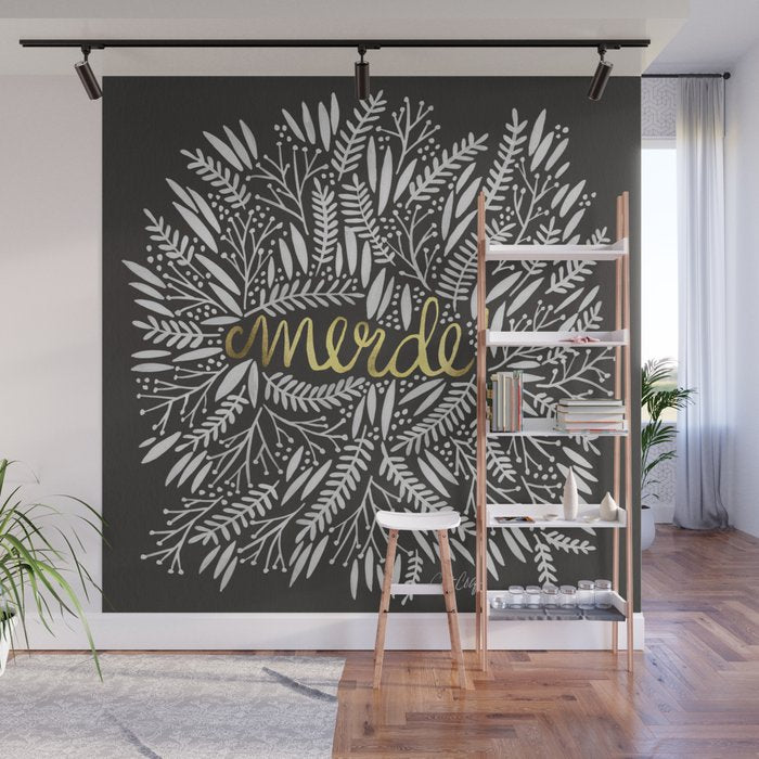 Pardon My French - Gold on Black Wall Mural Gallery Image 1
