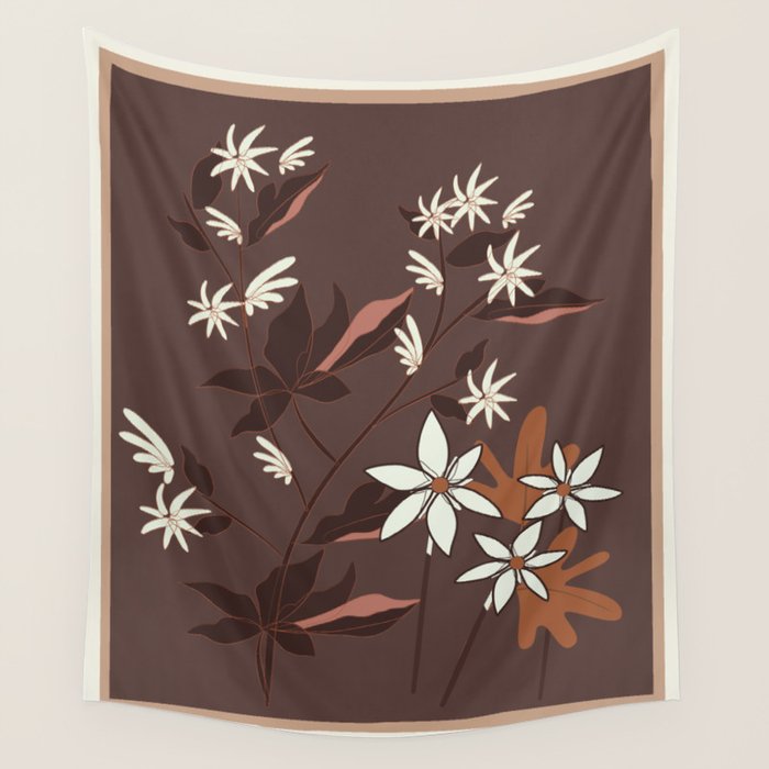 Floral Mocha 3 Wall Tapestry Gallery Image 1