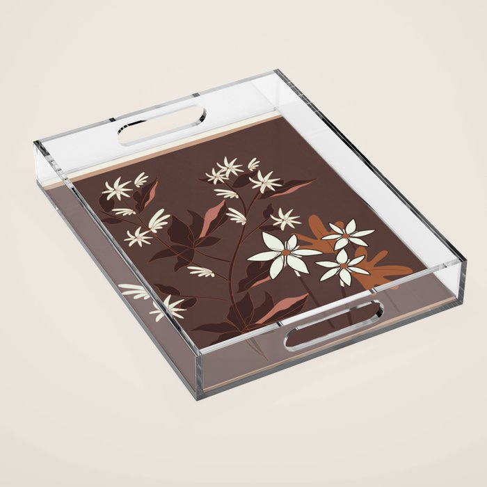 Floral Mocha 3 Acrylic Tray Gallery Image 1