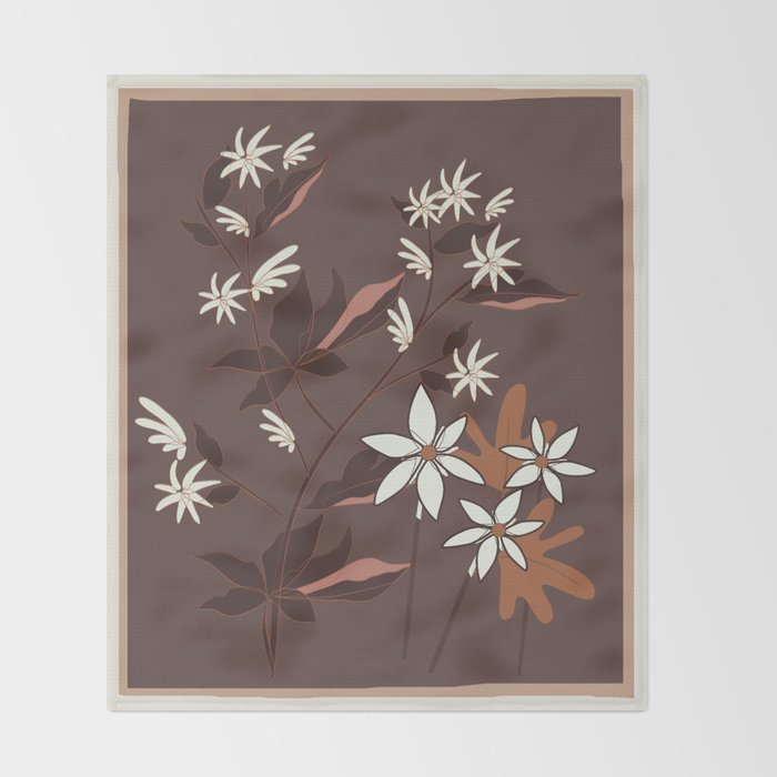 Floral Mocha 3 Throw Blanket Gallery Image 2