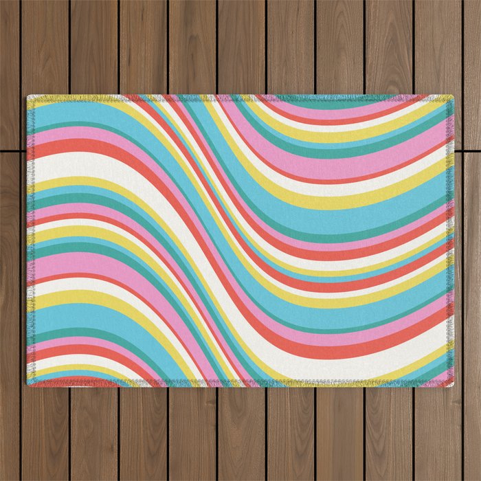 Wavy Stripes II - 60s Candy Rainbow Outdoor Rug Gallery Image 1