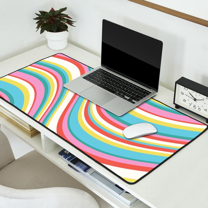  Wavy Stripes II - 60s Candy Rainbow Desk Mat Gallery Image 2