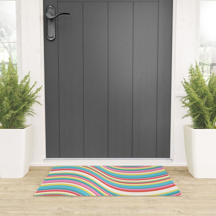  Wavy Stripes II - 60s Candy Rainbow Welcome Mat Gallery Image 3
