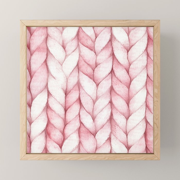 Large Oversize Sweater Braids Pink Blush Watercolor All Over Mini Art Print Gallery Image 1