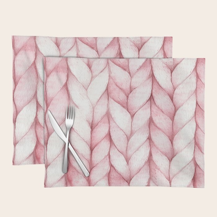 Large Oversize Sweater Braids Pink Blush Watercolor All Over Placemat Gallery Image 1