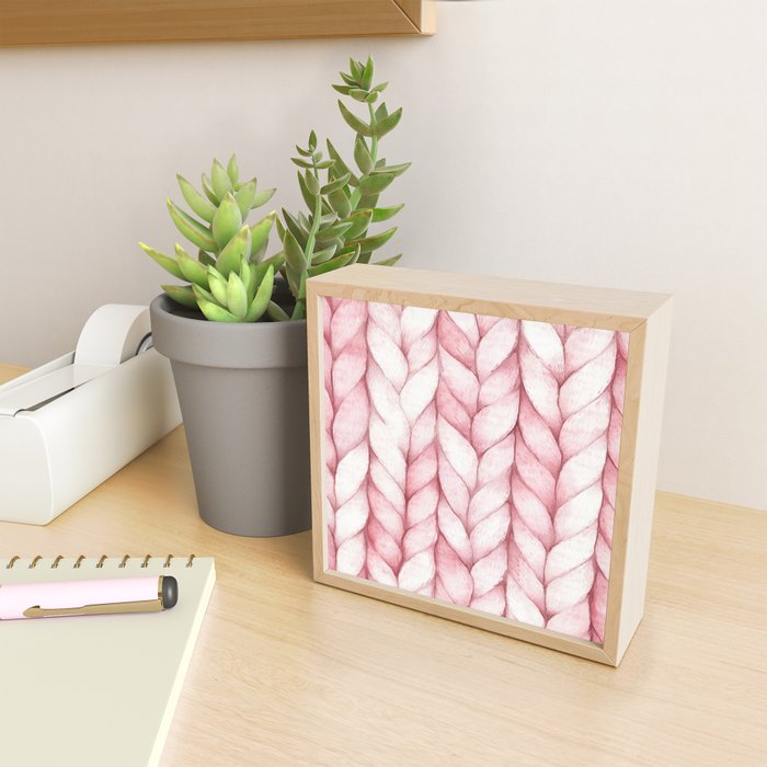 Large Oversize Sweater Braids Pink Blush Watercolor All Over Mini Art Print Gallery Image 2