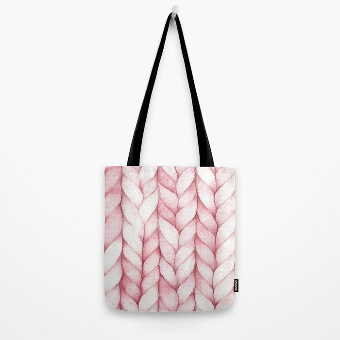 Large Oversize Sweater Braids Pink Blush Watercolor All Over Tote Bag Gallery Image 2