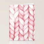 Large Oversize Sweater Braids Pink Blush Watercolor All Over Stationery Card Gallery Image 2