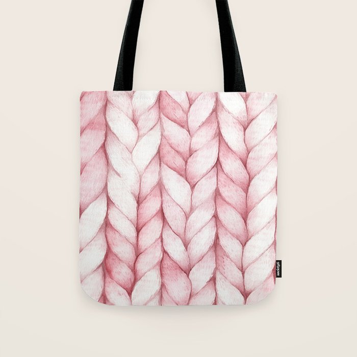 Large Oversize Sweater Braids Pink Blush Watercolor All Over Tote Bag Gallery Image 1