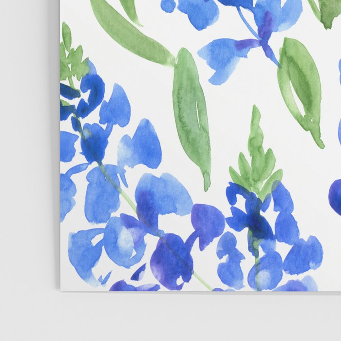 Watercolor Texas bluebonnets Poster Gallery Image 3