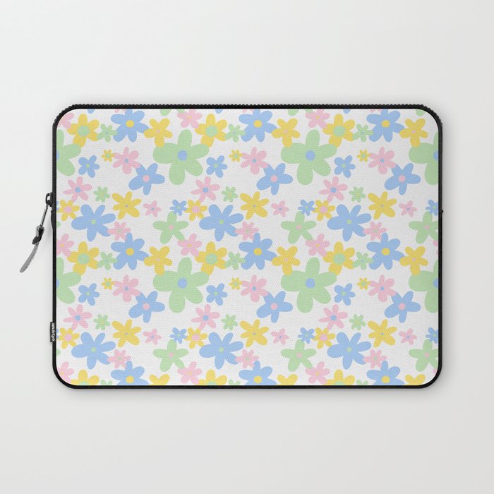 Colorful pastel flower art pattern Laptop Sleeve Gallery Image 1