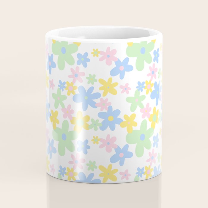 Colorful pastel flower art pattern Coffee Mug Gallery Image 4