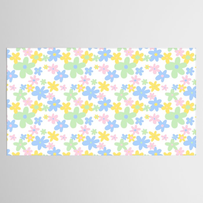 Colorful pastel flower art pattern Tablecloth Gallery Image 2