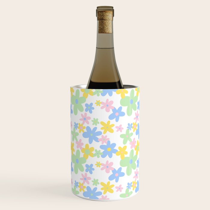 Colorful pastel flower art pattern Wine Chiller Gallery Image 1