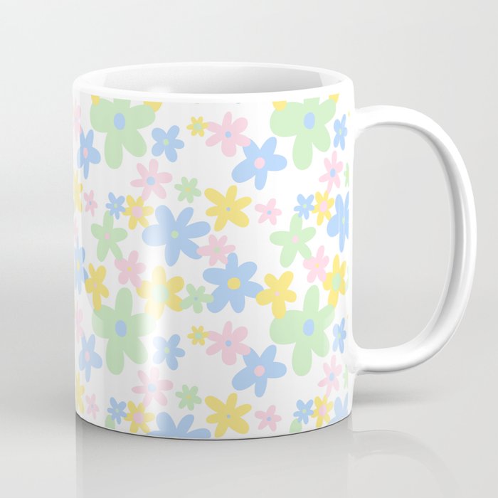 Colorful pastel flower art pattern Coffee Mug Gallery Image 1