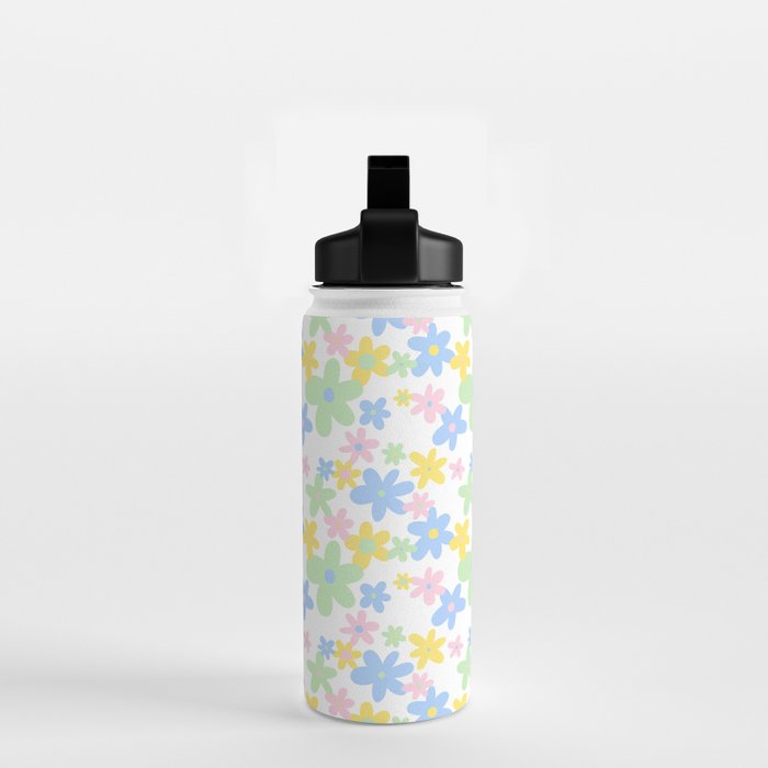 Colorful pastel flower art pattern Water Bottle Gallery Image 2