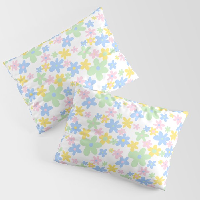 Colorful pastel flower art pattern Pillow Sham Gallery Image 1