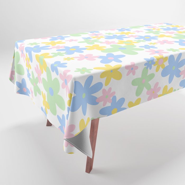 Colorful pastel flower art pattern Tablecloth Gallery Image 1