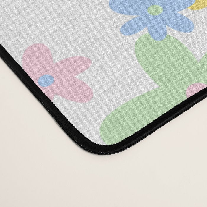 Colorful pastel flower art pattern Desk Mat Gallery Image 4
