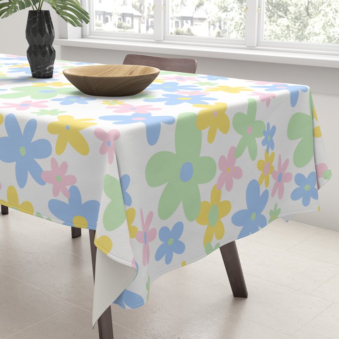 Colorful pastel flower art pattern Tablecloth Gallery Image 3