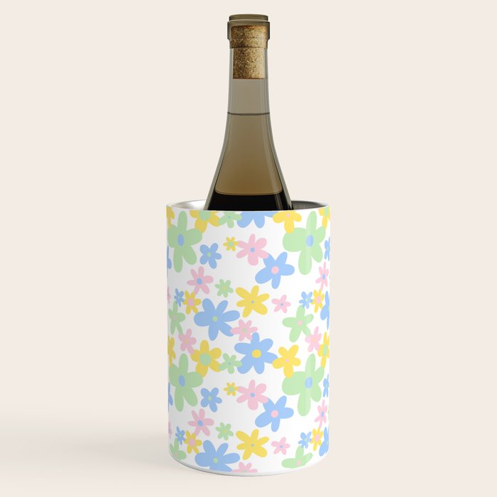 Colorful pastel flower art pattern Wine Chiller Gallery Image 2