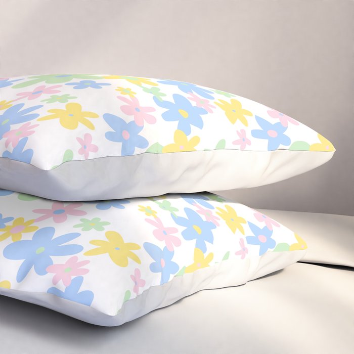 Colorful pastel flower art pattern Pillow Sham Gallery Image 3