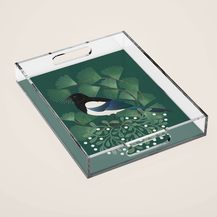 Magpie & Mistletoe Acrylic Tray Gallery Image 1