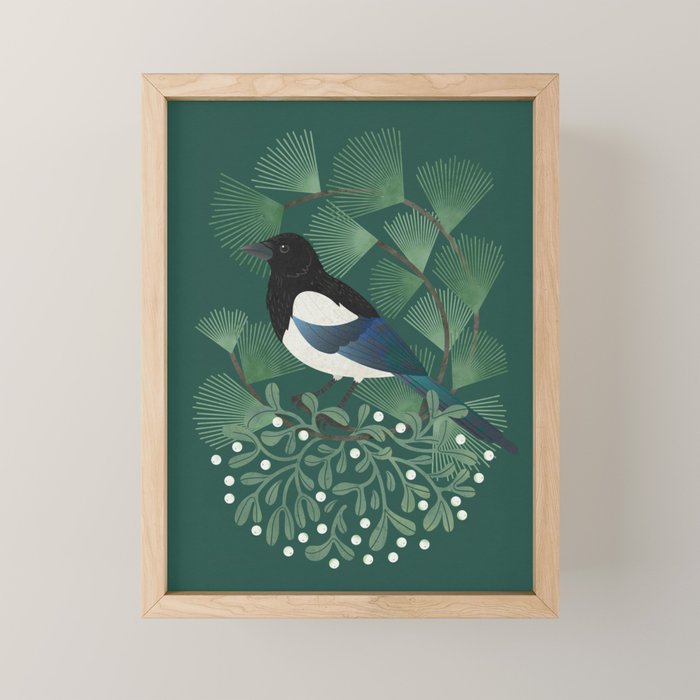 Magpie & Mistletoe Mini Art Print Gallery Image 1