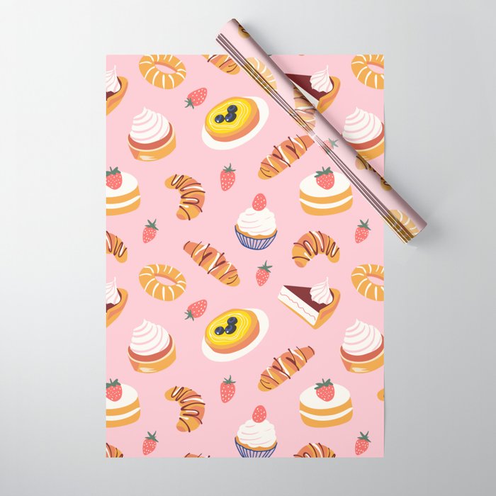 Vintage sweet pastry dessert food pattern Wrapping Paper Gallery Image 1